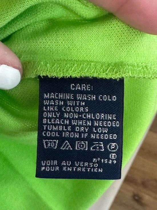 Ralph Lauren Gold Women's Short Sleeve Lime Green Big Stripe Spring Polo Sz M NW - Picture 7 of 8